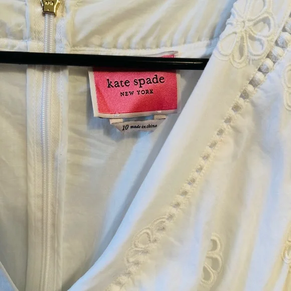 Kate Spade white eyelet dress, size 10, 100% cotton. - Picture 5 of 6